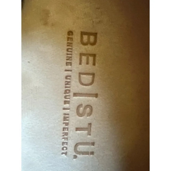 Bed|Stu Leather Ankle Boots Brown Distressed Western Side Zip Stacked Heel 10 - Picture 4 of 6